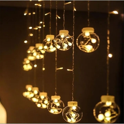 Picture of Wish Ball LED Fairy Lights for Curtains 16 Feet with 12 Wish Balls – Decorative String Lights for Bedroom Living Room Party Wedding Home Decoration Gold