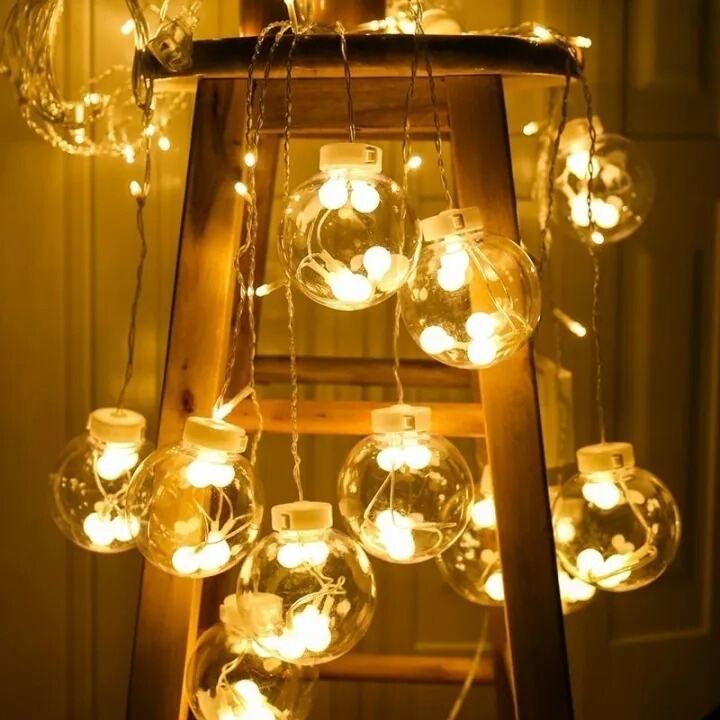 Picture of Wish Ball LED Fairy Lights for Curtains 16 Feet with 12 Wish Balls – Decorative String Lights for Bedroom Living Room Party Wedding Home Decoration Gold