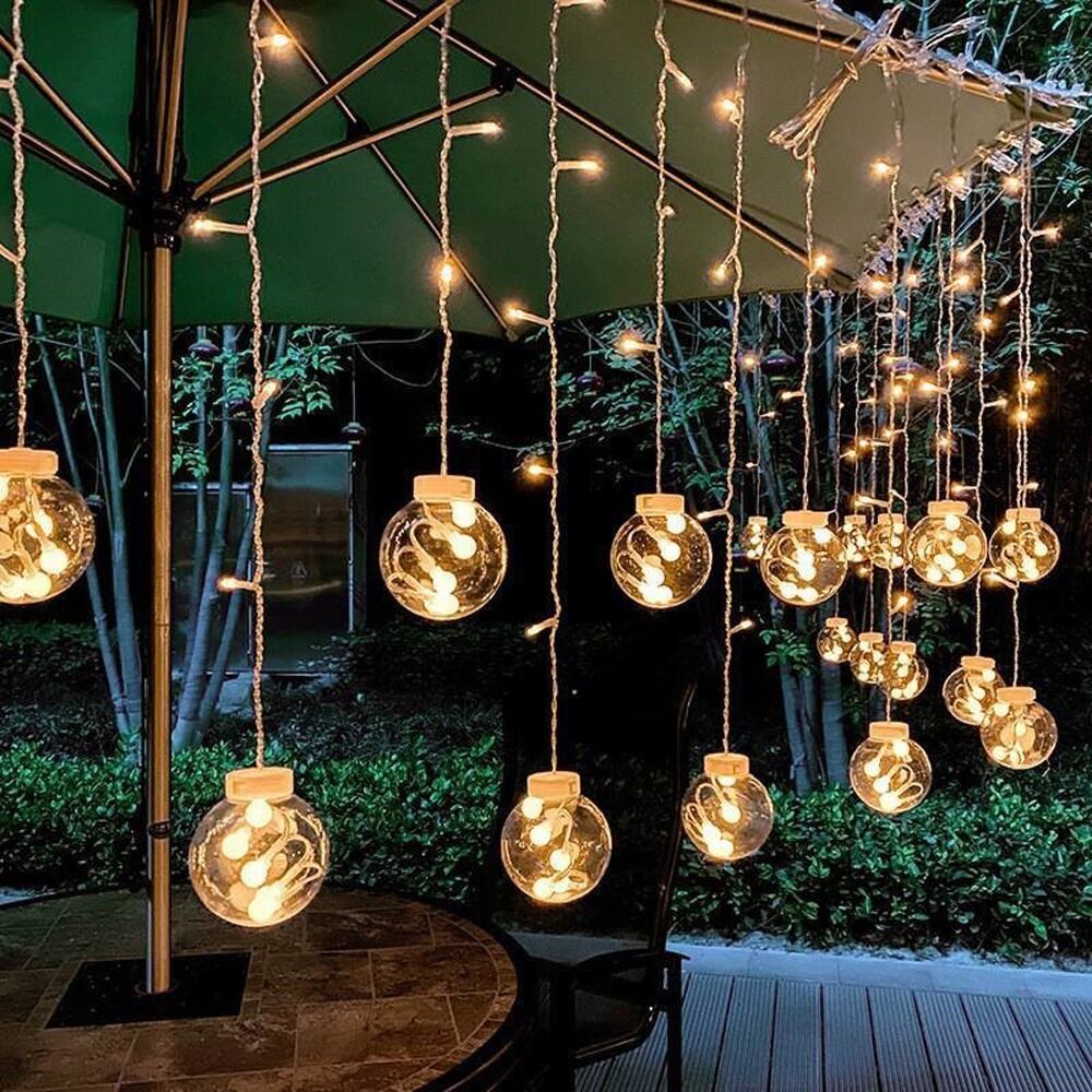 Picture of Wish Ball LED Fairy Lights for Curtains 16 Feet with 12 Wish Balls – Decorative String Lights for Bedroom Living Room Party Wedding Home Decoration Gold