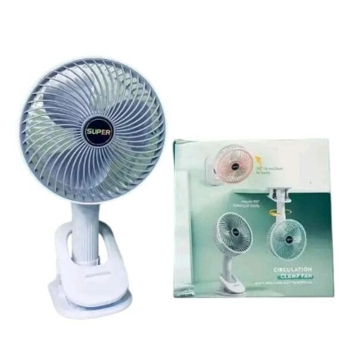 Picture of Rechargeable Circulation Clamp Fan 360 Degree Rotating – Portable USB Clip Fan with Strong Airflow Multi Angle Desk Fan for Home Office Travel Bedroom White
