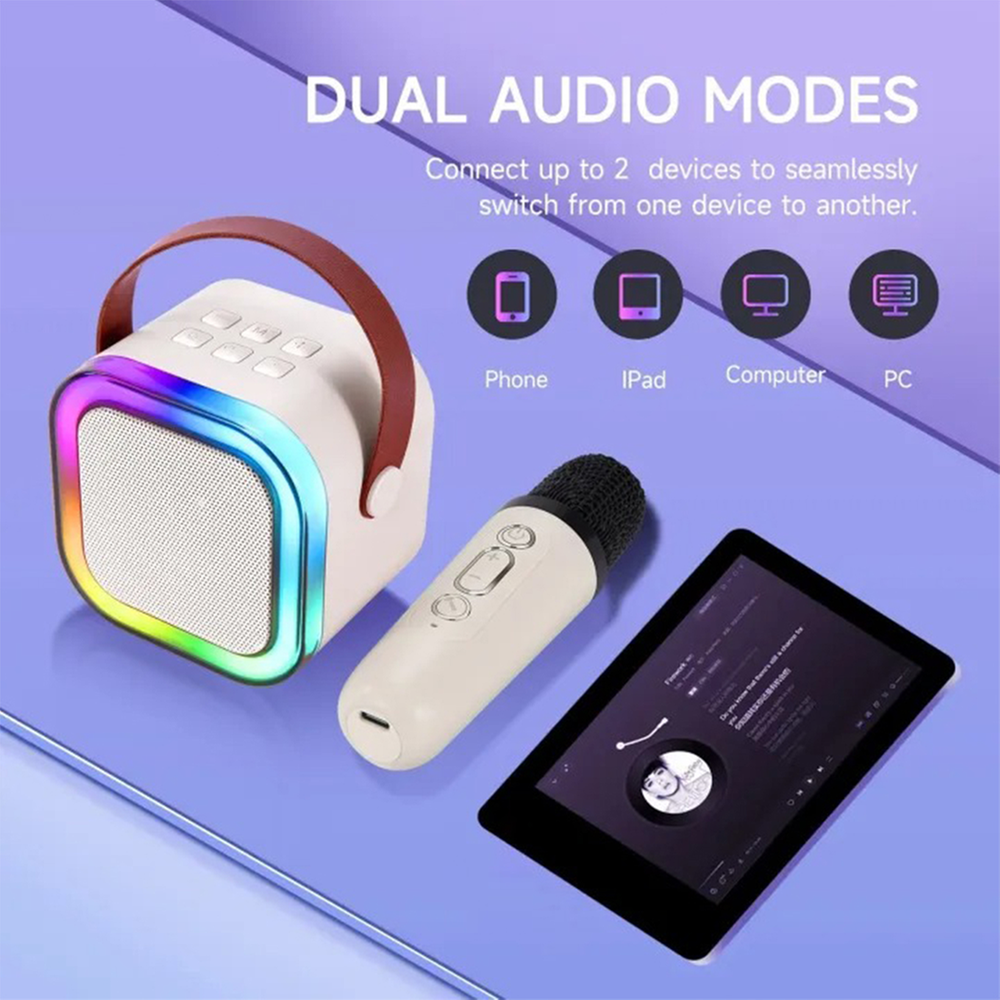Picture of K12 Karaoke Microphone Speaker Machine | Bluetooth Wireless Karaoke Mic with RGB LED Lights, Built-in Speaker & Rechargeable Battery Multicolor