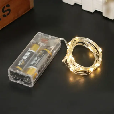 Picture of 2 Battery Operated Golden String Light | 16 Feet Decorative Fairy Light with 3 Lighting Modes Gold
