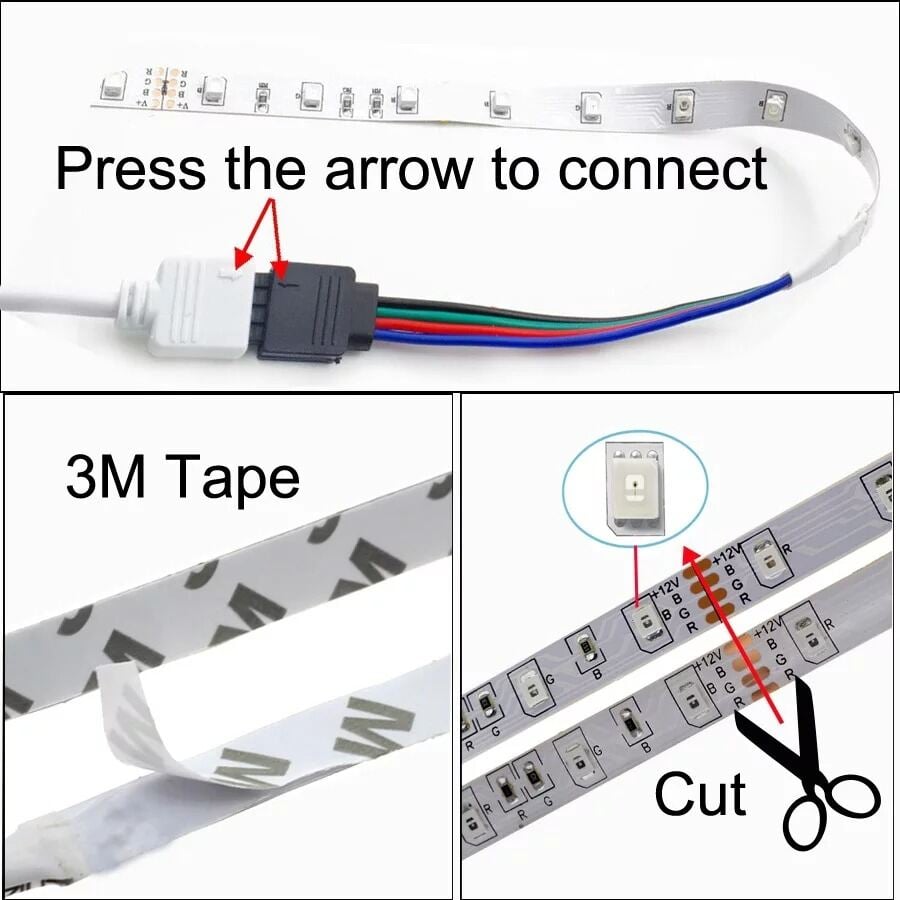 Picture of RGB 5050 Waterproof LED Strip Light DC 12V – Flexible WiFi Controlled LED Tape Light for Bedroom Room TV Wall Party Home Decoration Multicolor