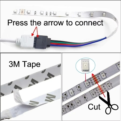 Picture of RGB 5050 Waterproof LED Strip Light DC 12V – Flexible WiFi Controlled LED Tape Light for Bedroom Room TV Wall Party Home Decoration Multicolor