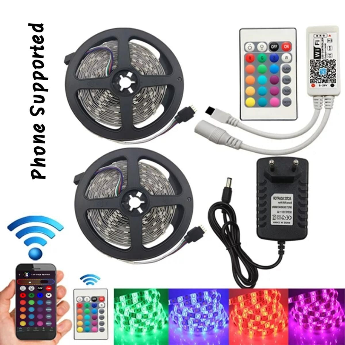 Picture of RGB 5050 Waterproof LED Strip Light DC 12V – Flexible WiFi Controlled LED Tape Light for Bedroom Room TV Wall Party Home Decoration Multicolor