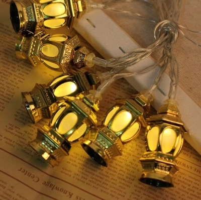 Picture of Gold Color Lantern Fairy Lights Hurricane Style LED String Lights – Decorative Room Decoration Light for Wedding Party Festival Home Indoor Outdoor Decor Gold
