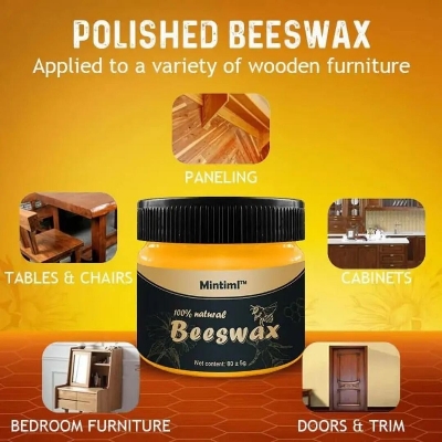 Picture of Premium Natural Beeswax Wood Polish – High Quality Furniture Wax for Restoring Shine, Protecting Wooden Furniture, Partex, Rattan & Wood Surface Care 