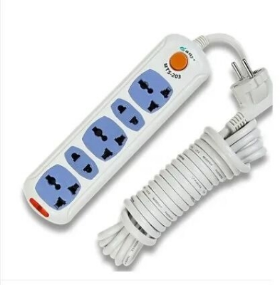 Picture of HP 5 Port Power Strip 2500W – Heavy Duty Multiplug Extension Socket with 7ft Cable, Power Switch, LED Indicator & Universal Sockets for Home Office Shop Use White