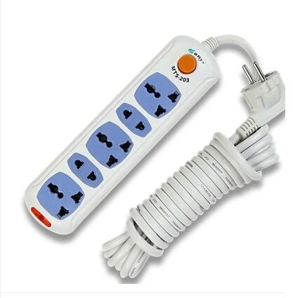 Picture of HP 5 Port Power Strip 2500W – Heavy Duty Multiplug Extension Socket with 7ft Cable, Power Switch, LED Indicator & Universal Sockets for Home Office Shop Use White