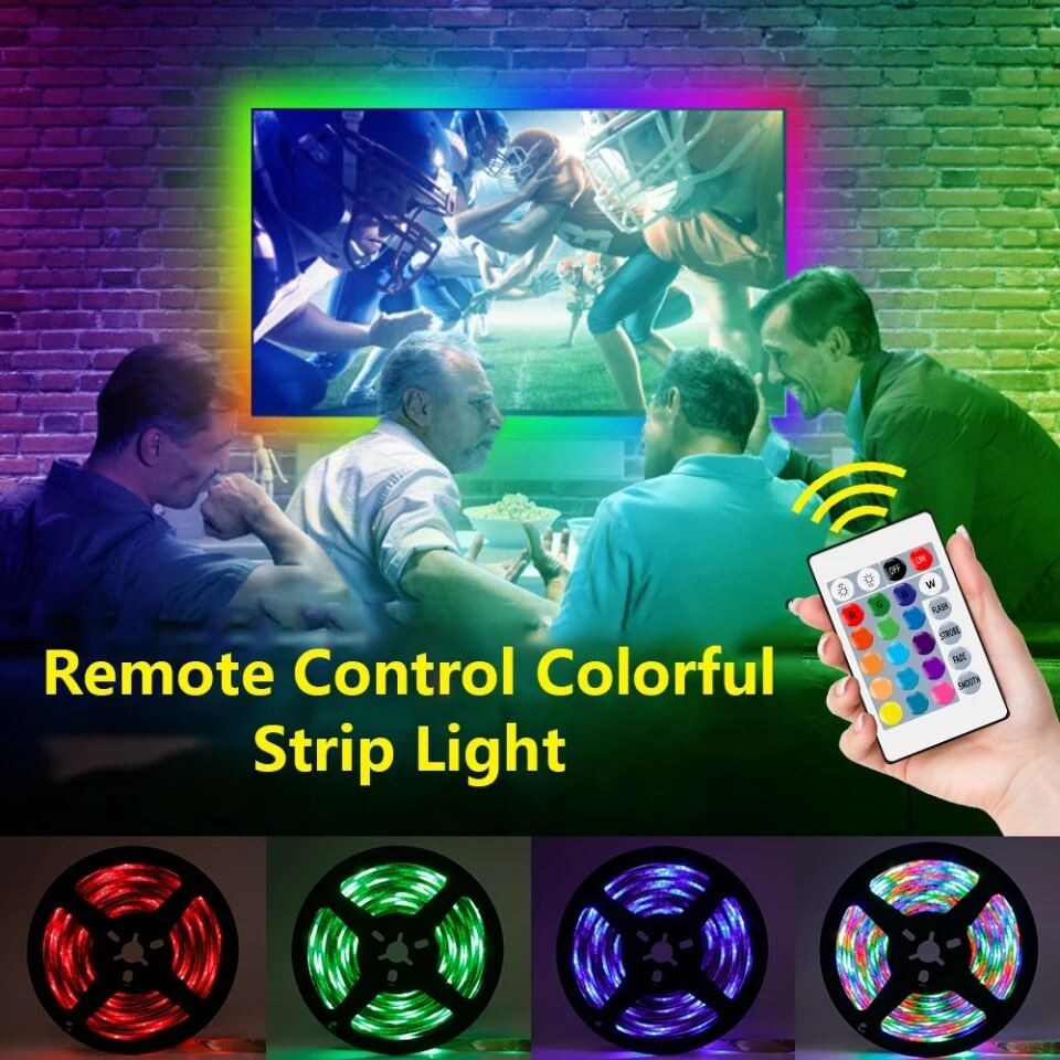 Picture of 16 Color RGB 5050 LED Flexible Strip Light 16 Feet with Remote Control – Multicolor LED Strip Light for Bedroom TV Wall Party Home Decoration Multicolor