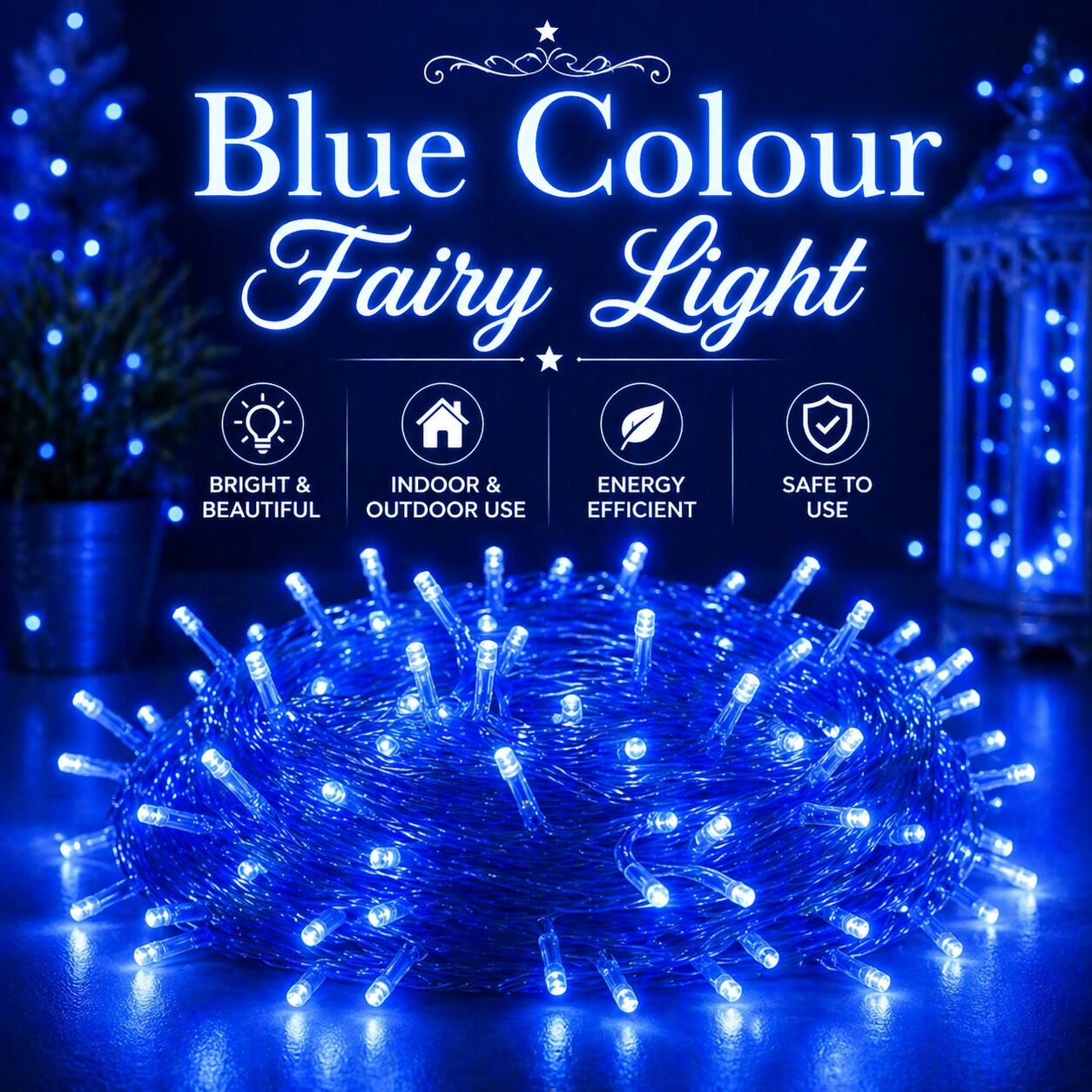 Picture of 8 Modes Fairy String Light 100 LED 30 Feet Blue – Decorative Fairy Lights for Room Decoration Bedroom Curtain Wedding Party Home Indoor Outdoor Decor Blue