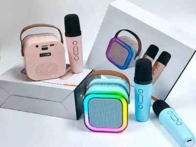 Picture of K12 Dual Microphone Karaoke Bluetooth Speaker with RGB Light – Dual 5W Speakers, Portable Subwoofer Boombox, Wireless Karaoke Machine with Multiple Input Modes k12 Multicolor