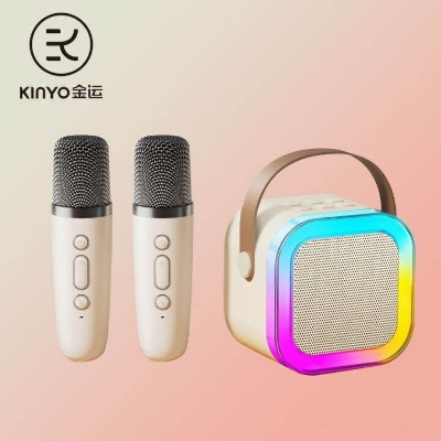 Picture of K12 Dual Microphone Karaoke Bluetooth Speaker with RGB Light – Dual 5W Speakers, Portable Subwoofer Boombox, Wireless Karaoke Machine with Multiple Input Modes k12 Multicolor