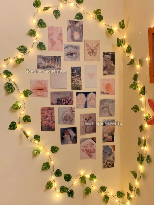 Picture of 7 Feet Leaf Light, Artificial Leaf String Light, Battery Operated Fairy Light, Decorative Vine Light, LED Leaf Light, Home Decoration Light, Bedroom Decoration Light, Balcony Decor Light, Party Decoration Light, Wedding Decoration Light, Battery Fairy Lig Gold