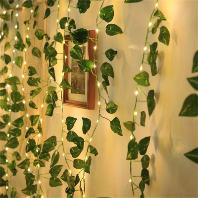 Picture of 7 Feet Leaf Light, Artificial Leaf String Light, Battery Operated Fairy Light, Decorative Vine Light, LED Leaf Light, Home Decoration Light, Bedroom Decoration Light, Balcony Decor Light, Party Decoration Light, Wedding Decoration Light, Battery Fairy Lig Gold