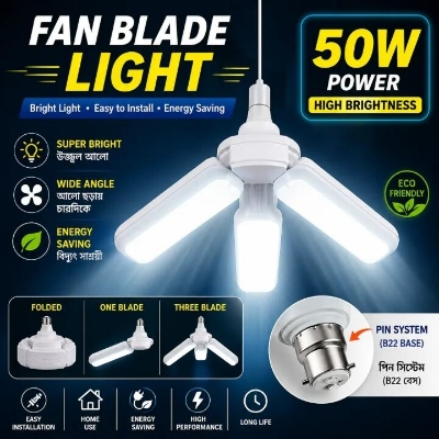 Picture of Foldable Fan Blade LED Bulb B22 Pin Adjustable Ceiling Lamp – High Brightness Energy Saving LED Light for Home Room Garage Warehouse Indoor Lighting White