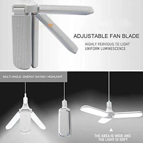 Picture of Foldable Fan Blade LED Bulb B22 Pin Adjustable Ceiling Lamp – High Brightness Energy Saving LED Light for Home Room Garage Warehouse Indoor Lighting White