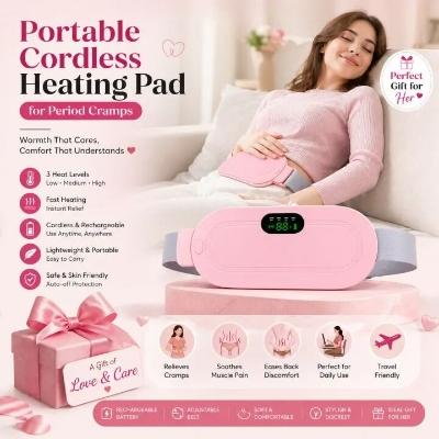 Picture of Portable Cordless Heating Pad for Period Cramps – Fast Heating Menstrual Relief Belt with 6 Heat Levels 6 Massage Modes Belly Back Pain Relief Massager for Women Multicolor