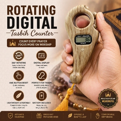 Picture of Rotating Digital Tasbih Counter Finger Ring – Portable Electronic Zikr Counter Misbaha Prayer Beads Counter for Muslim Prayer Hajj Umrah Eid Gift 