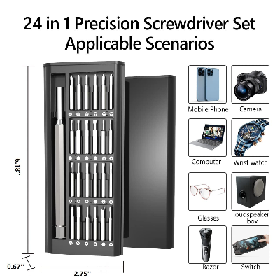 Picture of 24-in-1 Precision Screwdriver Set | Magnetic Mini Repair Tool Kit with Aluminum Handle for Mobile, Laptop & Electronics Multicolor