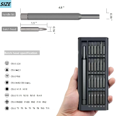 Picture of 24-in-1 Precision Screwdriver Set | Magnetic Mini Repair Tool Kit with Aluminum Handle for Mobile, Laptop & Electronics Multicolor
