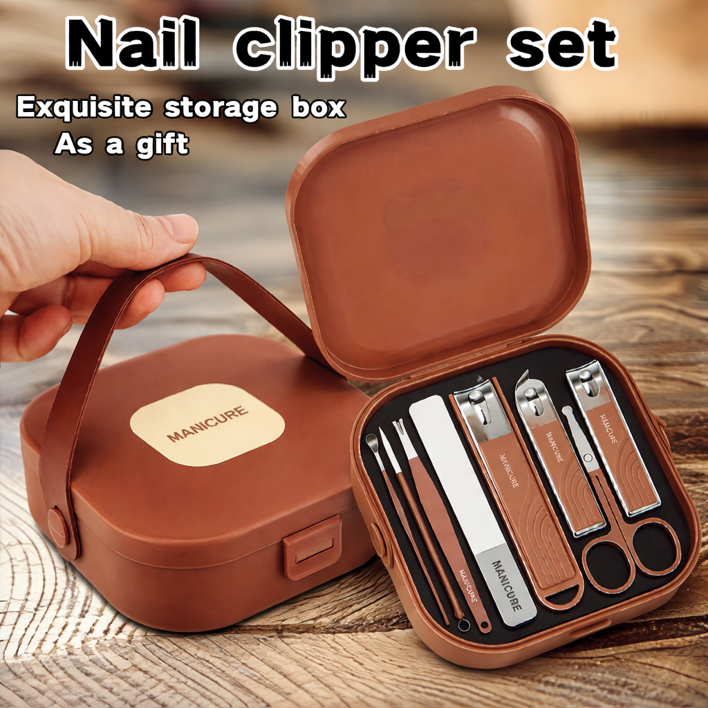 Picture of 8-in-1 Manicure & Pedicure Premium Stainless Steel Grooming Kit | Portable Nail Care Set with Travel Storage Case Multicolor