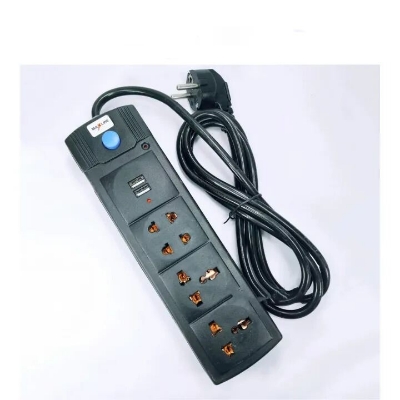 Picture of Maxline ML-USB 212 Extension Socket with 2 USB Ports and 4 Power Sockets – Multi Plug Mobile Charger Extension Board for Home Office Shop Use Black