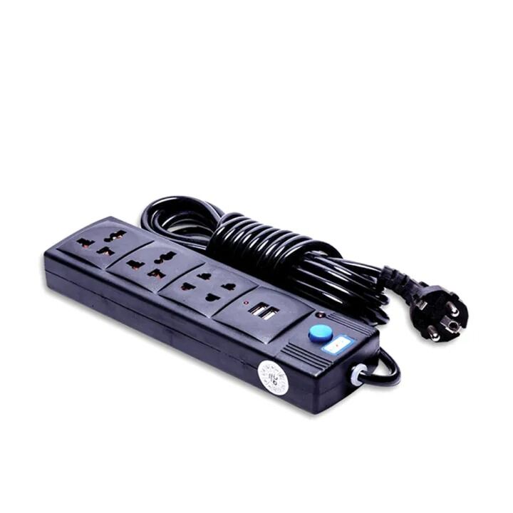 Picture of Maxline ML-USB 212 Extension Socket with 2 USB Ports and 4 Power Sockets – Multi Plug Mobile Charger Extension Board for Home Office Shop Use Black