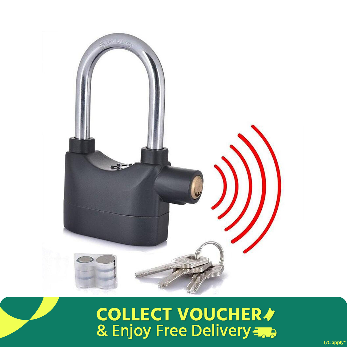 Picture of BIG SIZE Security Alarm Lock | 110dB Anti-Theft Alarm Lock for Motorcycle, Bicycle, Gate & Door Security Black