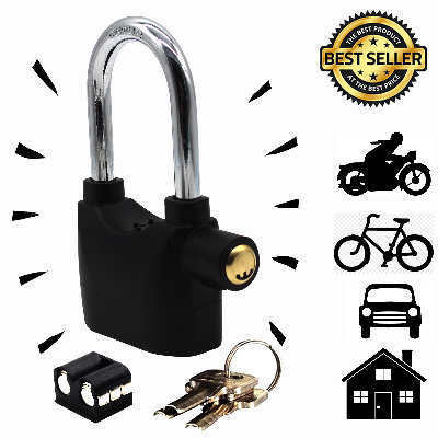 Picture of BIG SIZE Security Alarm Lock | 110dB Anti-Theft Alarm Lock for Motorcycle, Bicycle, Gate & Door Security Black