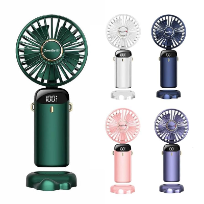 Picture of Portable Handheld Rechargeable Fan N15 | LED Digital Display Fan with 5-Speed Control & 90° Adjustable Design Multicolor