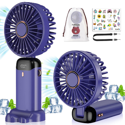 Picture of Portable Handheld Rechargeable Fan N15 | LED Digital Display Fan with 5-Speed Control & 90° Adjustable Design Multicolor