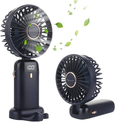 Picture of Portable Handheld Rechargeable Fan N15 | LED Digital Display Fan with 5-Speed Control & 90° Adjustable Design Multicolor