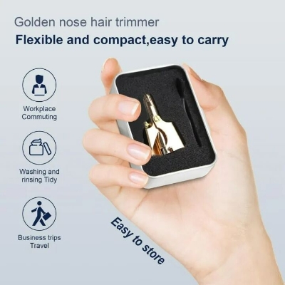 Picture of Mini Manual Nose Hair Trimmer for Men – Stainless Steel Precision Nose and Ear Hair Clipper Portable Painless Grooming Tool for Daily Personal Care 