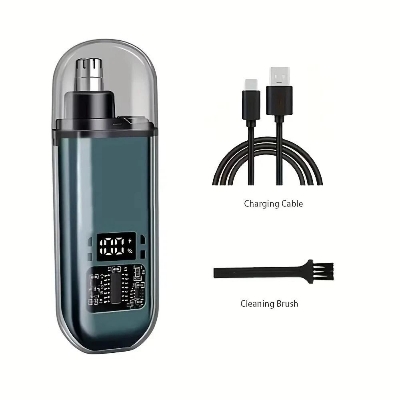 Picture of Portable Electric Nose and Ear Hair Trimmer with Digital Display – Rechargeable Painless Nose Hair Clipper for Men Women Eyebrow Beard Multifunctional Grooming Tool 