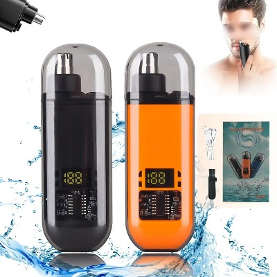 Picture of Portable Electric Nose and Ear Hair Trimmer with Digital Display – Rechargeable Painless Nose Hair Clipper for Men Women Eyebrow Beard Multifunctional Grooming Tool 