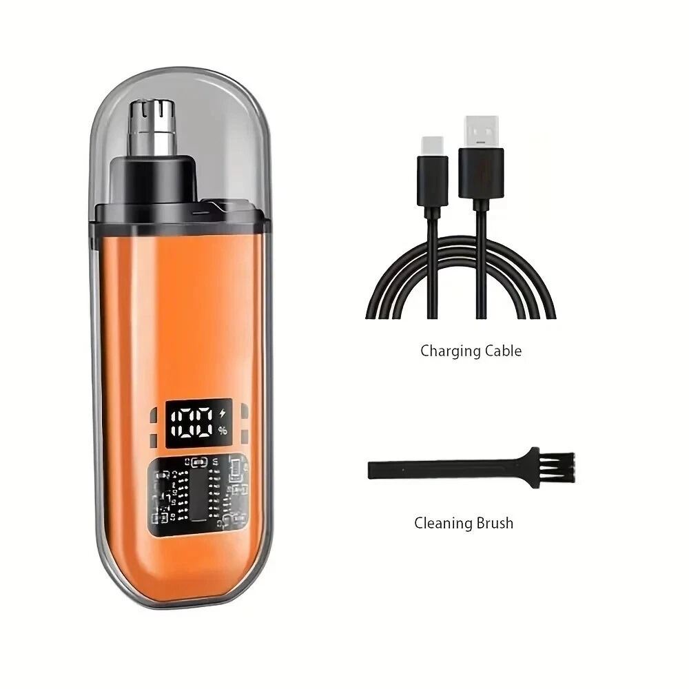 Picture of Portable Electric Nose and Ear Hair Trimmer with Digital Display – Rechargeable Painless Nose Hair Clipper for Men Women Eyebrow Beard Multifunctional Grooming Tool 
