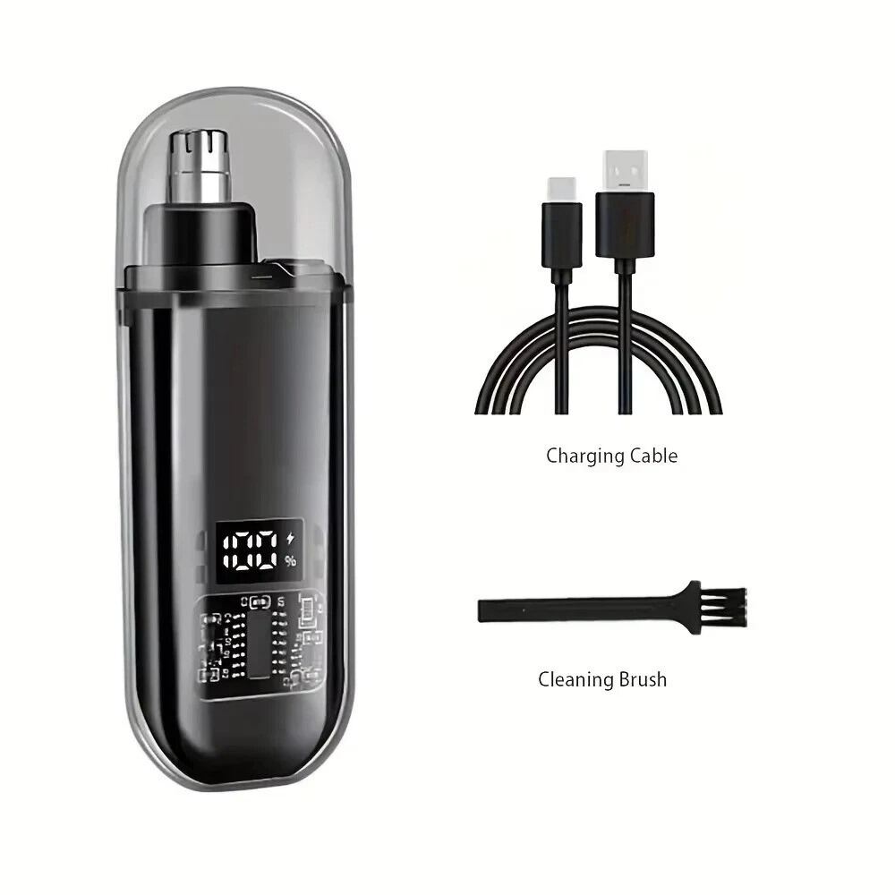 Picture of Portable Electric Nose and Ear Hair Trimmer with Digital Display – Rechargeable Painless Nose Hair Clipper for Men Women Eyebrow Beard Multifunctional Grooming Tool 