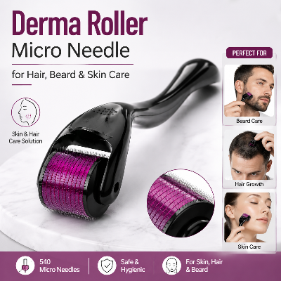 Picture of Derma Roller Micro Needle for Hair, Beard & Skin Care – Stainless Steel Microneedling Roller for Scalp, Facial Skin Care and Personal Grooming 