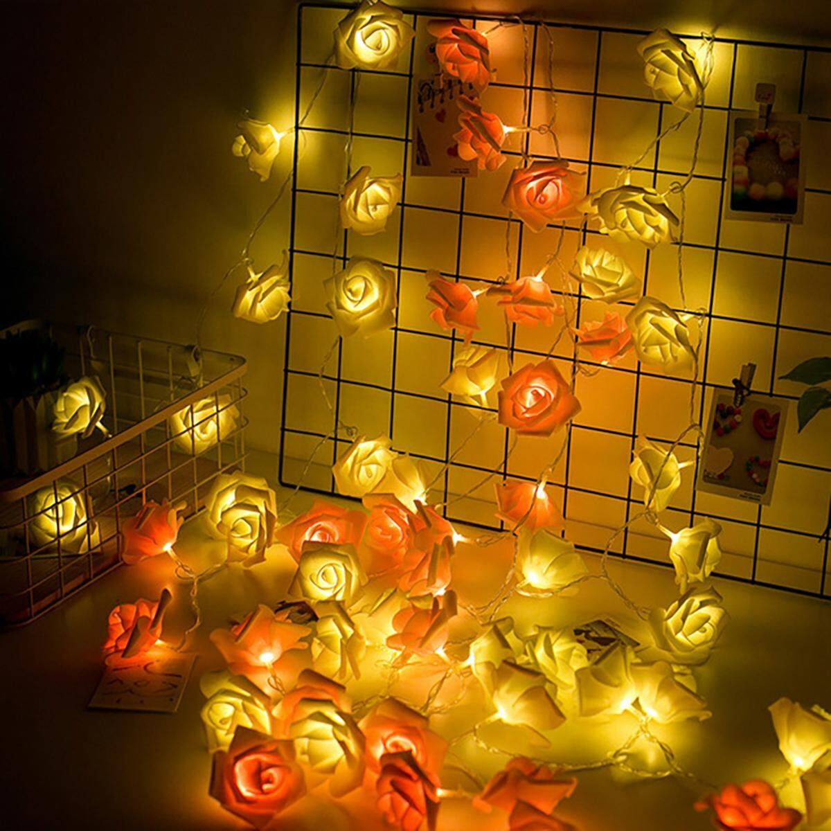 Picture of Rose Flower Fairy String Light 80 LED Multicolor – Decorative Rose Flower LED String Lights with Multiple Modes for Room, Bedroom, Wedding, Party & Home Decoration Multicolor