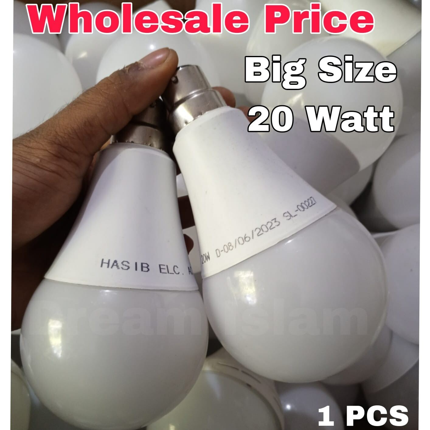 Picture of Solar LED Bulb 20W DC 12V E22 Pin Holder – High Brightness Energy Saving LED Light for Solar System, Bedroom, Garden, Outdoor & DIY Lighting White