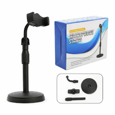 Picture of Live Streaming Adjustable Desktop Mobile Phone Stand | 360° Rotating Retractable Phone Holder for Video Recording & Online Classes Black