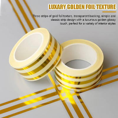 Picture of Interior Design Tape - 5M Golden Tile Gap Tape | Waterproof Self-Adhesive PVC Decorative Strip for Tile, Wall & Cabinet Decoration (2.5CM × 5M) Gold