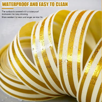 Picture of Interior Design Tape - 5M Golden Tile Gap Tape | Waterproof Self-Adhesive PVC Decorative Strip for Tile, Wall & Cabinet Decoration (2.5CM × 5M) Gold