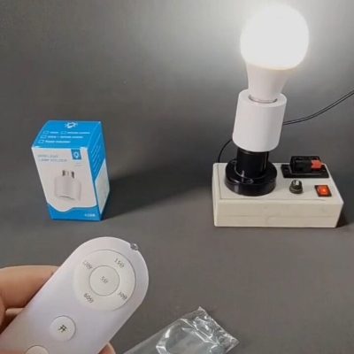 Picture of Remote Control B22 Smart Bulb Holder with Timer – Wireless Light Socket Holder with Auto OFF Function, 40ft Remote Range B22 Pin Lamp Holder for Home Office Use White