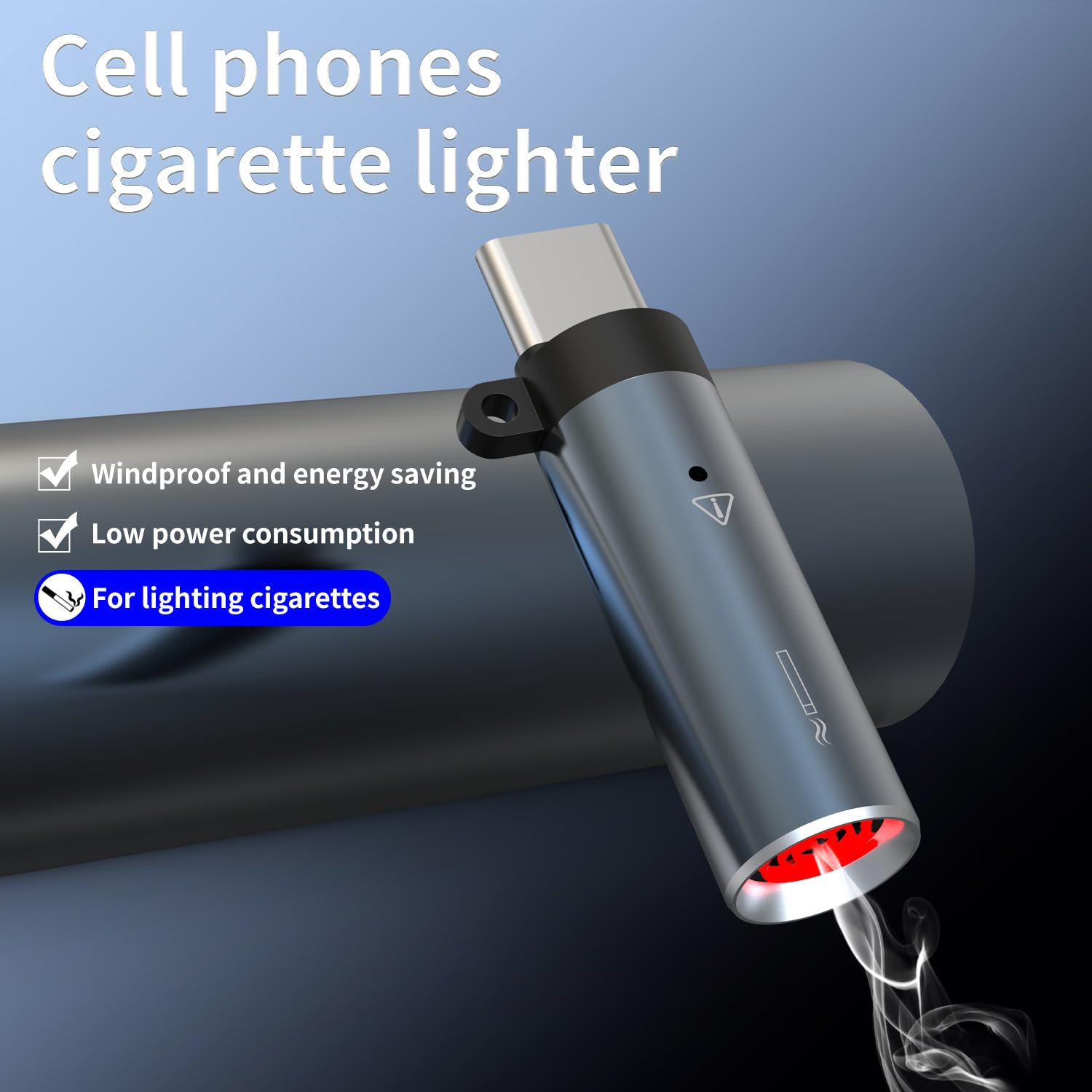 Picture of Smart Universal USB-C Cigarette Lighter | Flameless Windproof Portable Electric Lighter for USB-C Smartphones 