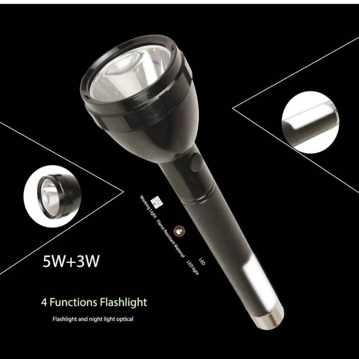 Picture of Powerful Torch Light SM-2080 High Power LED Flashlight – Rechargeable Waterproof 1000M Long Range Zoomable Torch with Digital Display for Camping Hiking Emergency Outdoor Use Black