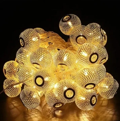 Picture of Metal Fairy Light Mini Bulb Shape Lantern Jhumka – LED String Lights for Home Garden Party Wedding Festival Room Decoration Gold
