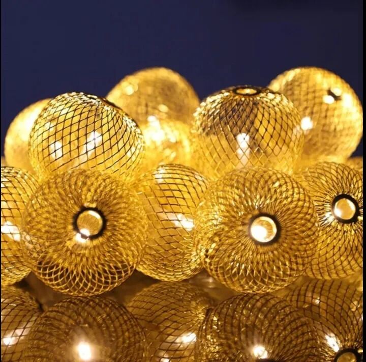 Picture of Metal Fairy Light Mini Bulb Shape Lantern Jhumka – LED String Lights for Home Garden Party Wedding Festival Room Decoration Gold