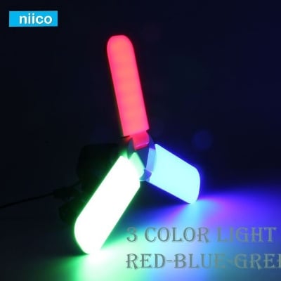 Picture of LED Multicolor Foldable Fan Blade Light Bulb – Adjustable B22 Ceiling Lamp with Red Blue Green LED Lighting, High Brightness Energy Saving Foldable Blade Light for Home Room Garage Indoor Lighting Multicolor